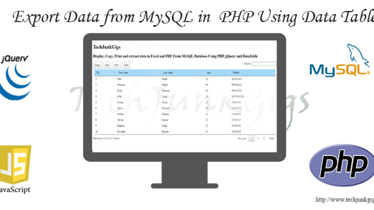 personale Indvending Doktor i filosofi Export Data from MySQL in PHP Using Data Table - TechJunkGigs